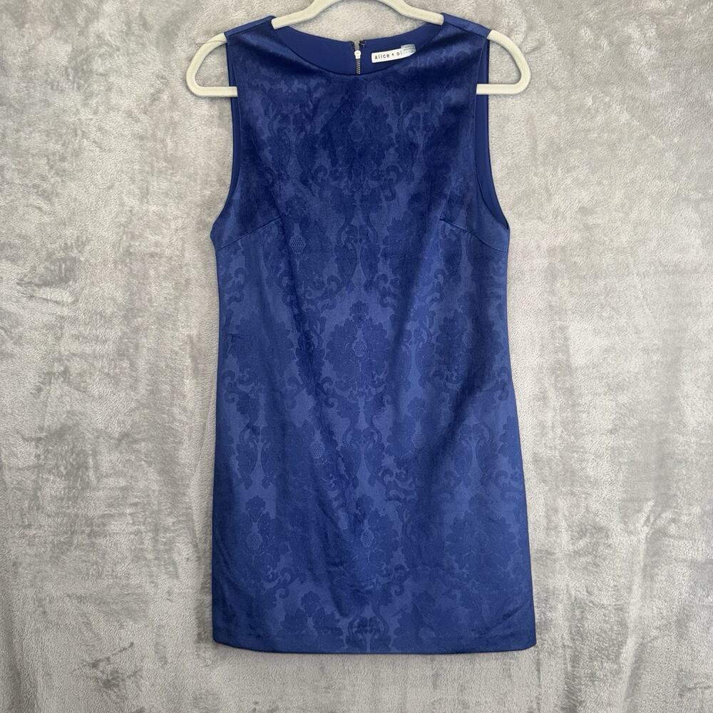 Alice + Olivia Blue Sleeveless Clyde Baroque Velvet SZ 8 Mini Whimsigoth Event